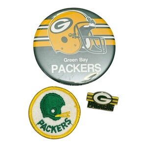 Vintage Green Bay Packers Pin Lot — Button, Patch & 1993 Metal Lapel Pin